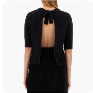 Ganni Brushed Alpaca Open Back Knit Top Black